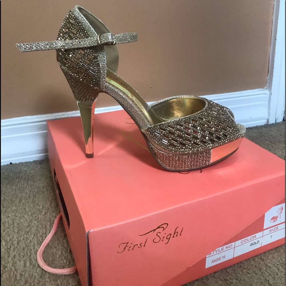 Gold Rhinestone Heels - Picture 2 of 3